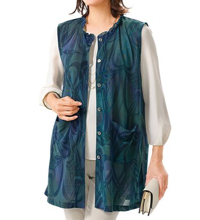 ルフラン（ルフラン）の「国産美プリントベスト＜藍凜～あいり～＞（ベスト）」