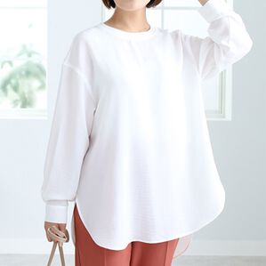 BELLUNA（ベルーナ）の「リブ切替デザインチュニック（チュニック）」｜オフ白