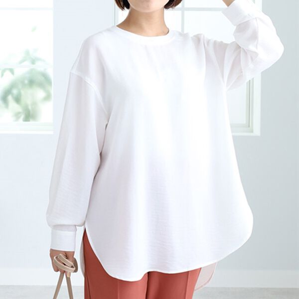 BELLUNA（ベルーナ）の「リブ切替デザインチュニック（チュニック）」｜オフ白