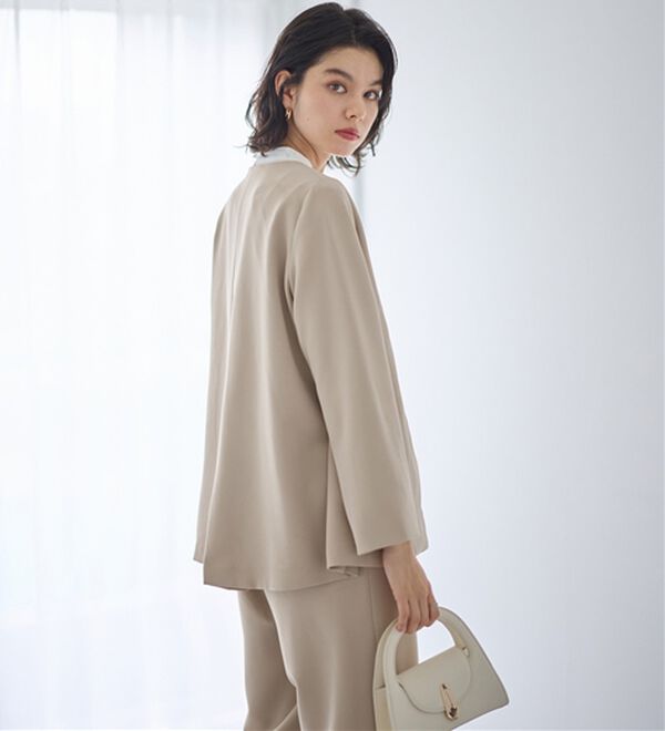 GeeRA（ジーラ）の「【２点セット】フレアーラインジャケットワイドパンツセットアップスーツ（パンツスーツ）」｜詳細画像