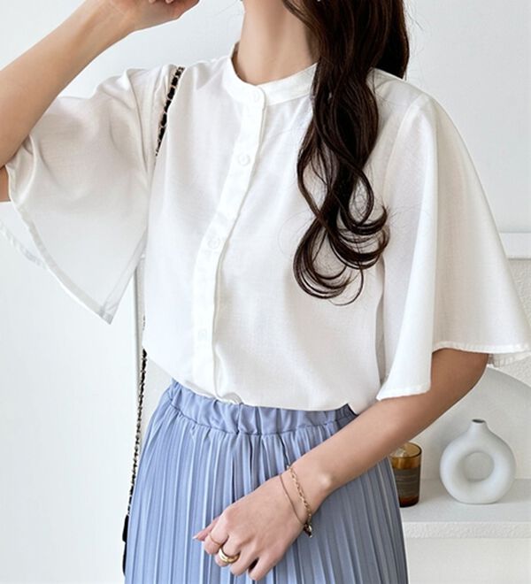 GeeRA（ジーラ）の「フレアー袖バンドカラーブラウス（ブラウス）」｜詳細画像