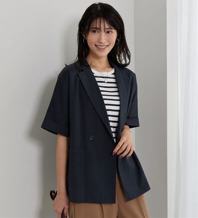 BELLUNA（ベルーナ）の「麻調素材ダブルテーラードジャケット（テーラードジャケット）」