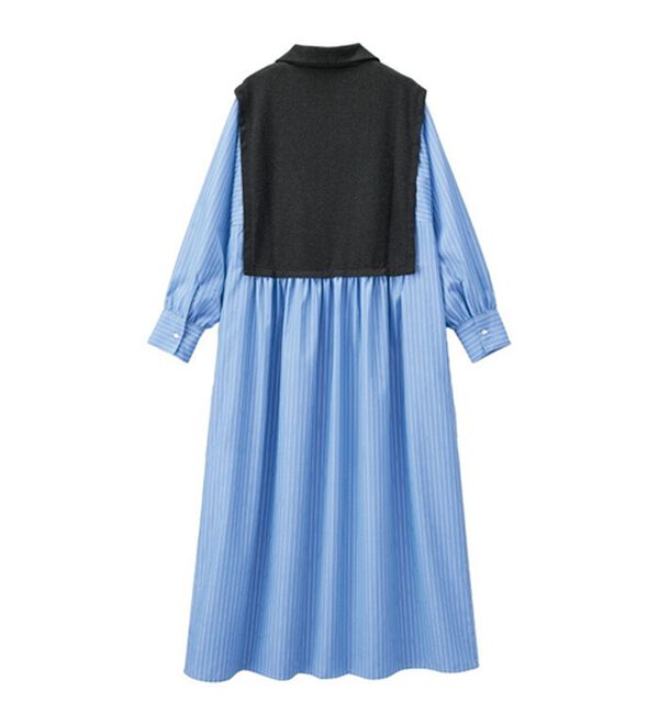 RANAN（ラナン）の「ジップデザイン異素材切替ストライプワンピース（その他ワンピース）」｜詳細画像