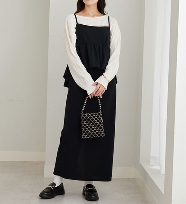 GeeRA（ジーラ）の「楽ちん！ペプラムキャミワンピース（カットソーワンピース）」｜詳細画像