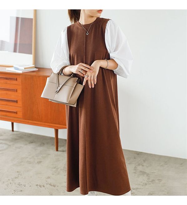 GeeRA（ジーラ）の「袖異素材カットソーワンピース（カットソーワンピース）」｜詳細画像