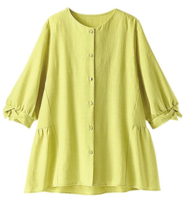 BELLUNA（ベルーナ）の「サラリ麻調素材袖リボンペプラムブラウス（ブラウス）」｜詳細画像