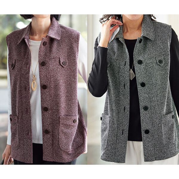 BELLUNA（ベルーナ）の「【２枚組】ツイード調素材デザインベスト（ベスト）」｜2枚組