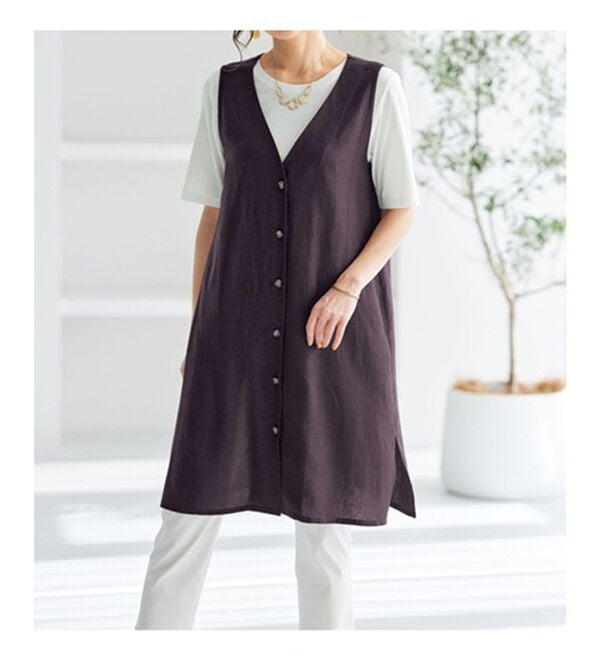 BELLUNA（ベルーナ）の「【２枚組】涼やかリネン混チュニックベスト（チュニック）」｜詳細画像