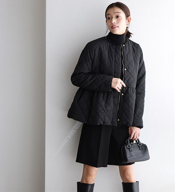 Pierrot（ピエロ）の「ノーカラーフレアキルティングブルゾン（ブルゾン）」｜詳細画像