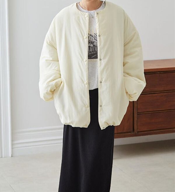 RANAN（ラナン）の「ノーカラーオーバーサイズ中わたブルゾン（ハーフコート）」｜詳細画像