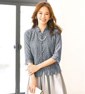 ルフラン（ルフラン）の「フォーマルレースブラウス（ブラックフォーマル（喪服・礼服））」｜グレー