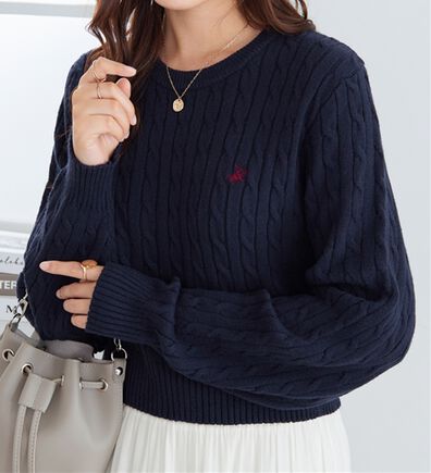 Viola e Viola（ヴィオラ エ ヴィオラ）の「【ビバリーヒルズポロクラブ】ケーブル柄ショートニット（ニット・セーター）」