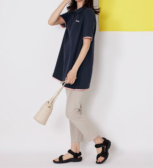 BELLUNA（ベルーナ）の「＜ＦＩＬＡ＞ひんやり！タック使い配色ポロチュニック（ポロシャツ）」｜詳細画像