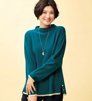 BELLUNA（ベルーナ）の「金ボタン使い配色ニットプルオーバー（ニット・セーター）」｜詳細画像