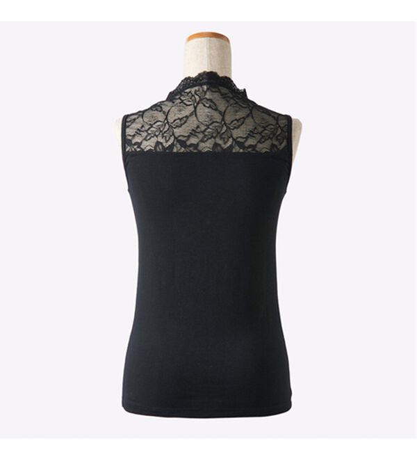 YU'NOW（ユナウ）の「【吸湿発熱】【抗菌防臭】ハイネックレースノースリーブインナー（肌着・インナーウェア）」｜詳細画像
