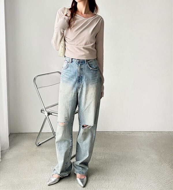 GeeRA（ジーラ）の「ドレープデザインカットソー（カットソー）」｜詳細画像