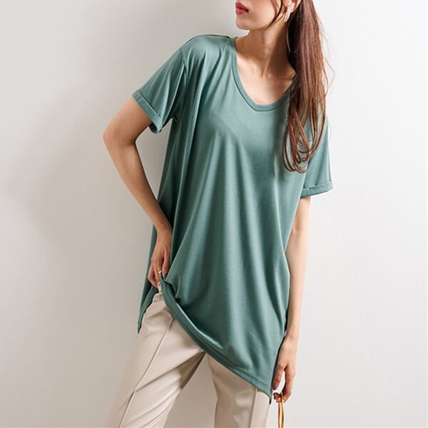 RANAN（ラナン）の「【新色追加・動画】ひんやり！レディゆるシルエットＴシャツ（カットソー）」｜詳細画像