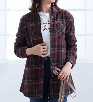 BELLUNA（ベルーナ）の「裏フリース素材チェック柄シャツジャケット（シャツ）」