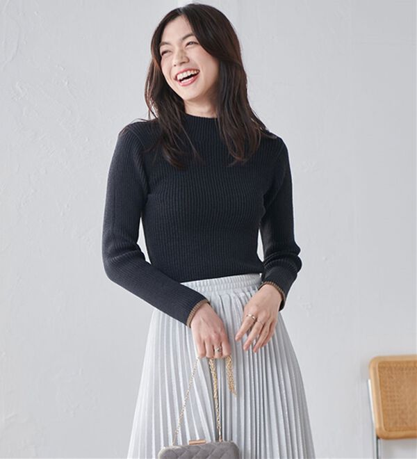RANAN（ラナン）の「もちもちリブパイピングハイネックニット（ニット・セーター）」｜詳細画像