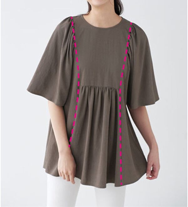 BELLUNA（ベルーナ）の「着痩せ！ワッシャー素材フレアーチュニック（チュニック）」｜詳細画像