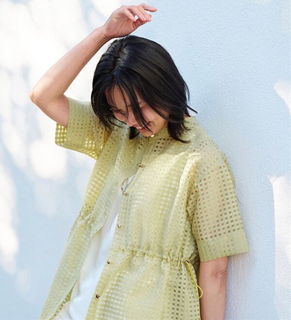 BELLUNA（ベルーナ）の「シアーチェック大人顔ロング丈シャツ（シャツワンピース）」｜詳細画像