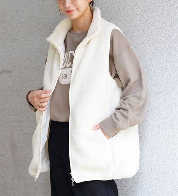 A HAPPY MARILYN（アハッピーマリリン）の「【Ｌ～８Ｌ】大きいサイズの企画者が作りました！ほんのりＡラインでお腹周りゆったりボアベスト（ベスト）」｜オフ