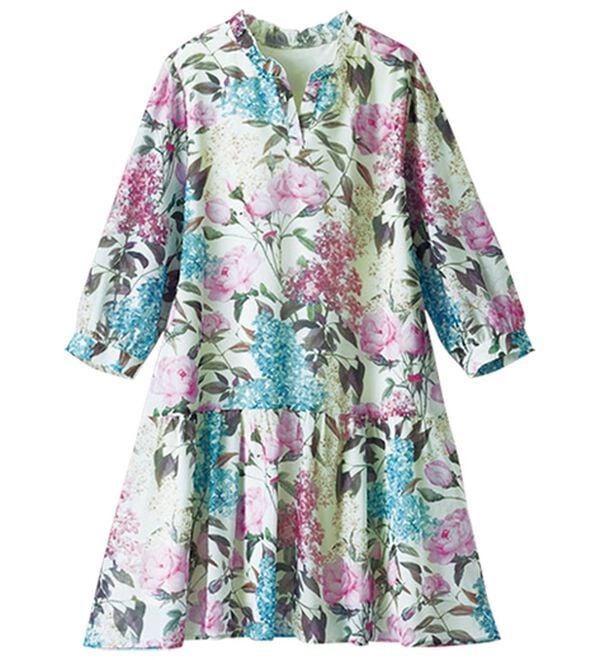 BELLUNA（ベルーナ）の「花束舞うふんわり袖プリントチュニック（チュニック）」｜詳細画像