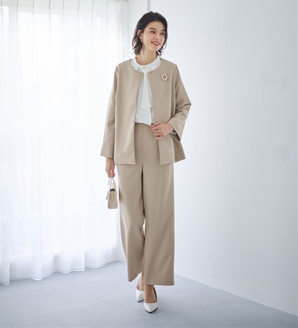 GeeRA（ジーラ）の「【２点セット】フレアーラインジャケットワイドパンツセットアップスーツ（パンツスーツ）」｜詳細画像