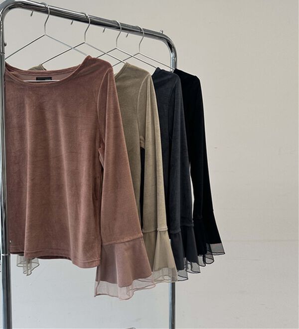 RANAN（ラナン）の「フレアーチュール袖ベロアプルオーバー（カットソー）」｜詳細画像