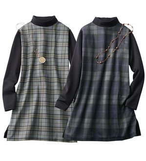 LAVIENNE（ラヴィエンヌ）の「【２枚組】お洒落な暖かモノトーンチュニック（チュニック）」｜詳細画像
