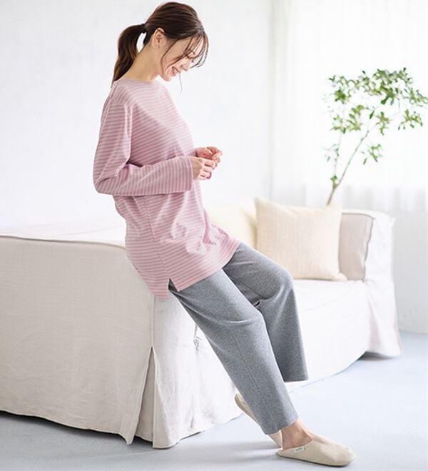 LAVIENNE（ラヴィエンヌ）の「【とろける肌心地】綿１００％やわらかスムースパジャマ（パジャマ・ルームウェア）」｜詳細画像