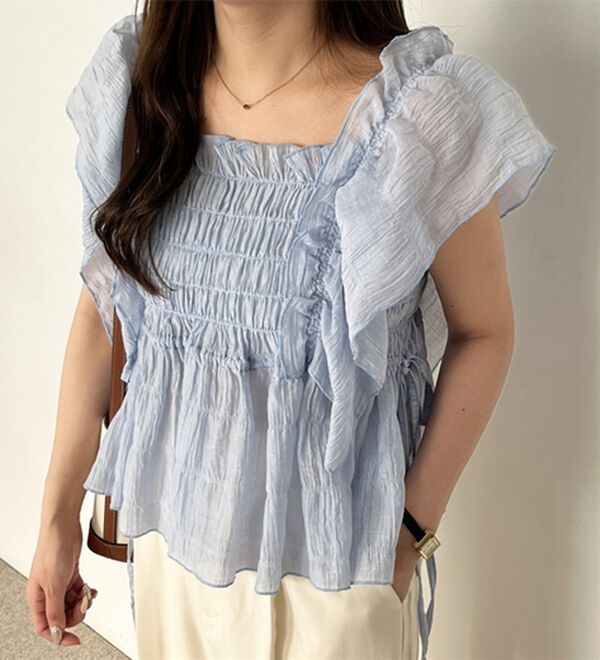 GeeRA（ジーラ）の「フリルシャーリングブラウス（ブラウス）」｜詳細画像