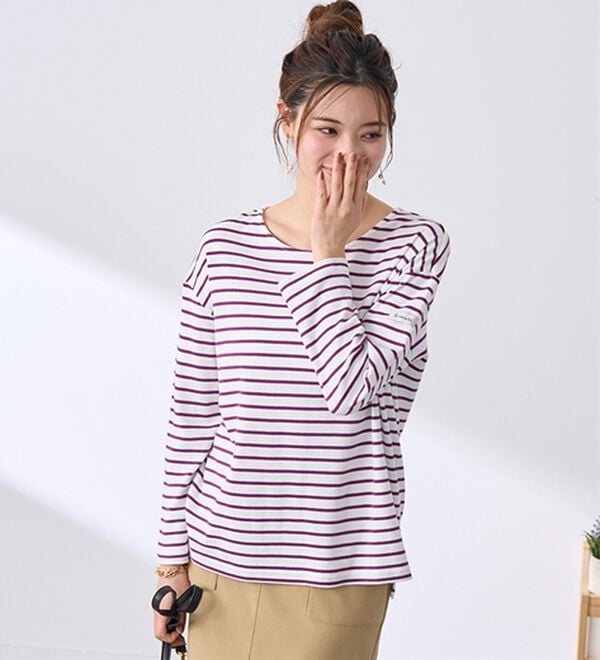BELLUNA（ベルーナ）の「 ＜＆ｃｏｃｏｃｈｉ＞ハピネスコットン１００％ボーダープルオーバー（カットソー）」｜詳細画像