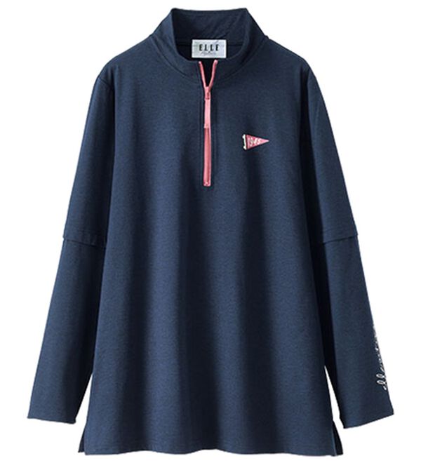 BELLUNA（ベルーナ）の「＜ＥＬＬＥ　Ａｃｔｉｖｅ＞綿タッチ裏起毛ハーフジッププルオーバー（カットソー）」｜詳細画像