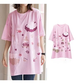 BELLUNA（ベルーナ）の「ムーミンプリントビックＴシャツ（Tシャツ）」｜なかまたち(ピンク)
