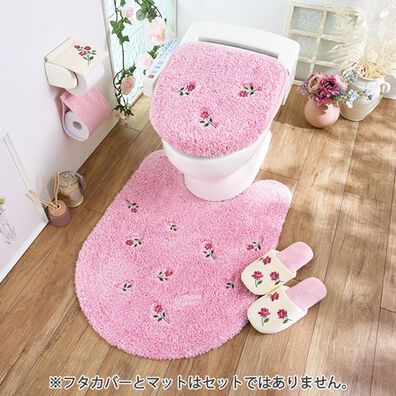 「小花刺繍がかわいいスイートトイレタリーシリーズ（トイレマット）」