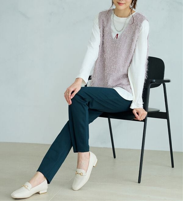 BELLUNA（ベルーナ）の「【選べる股下】ジャストフィットらくらくパンツ（フルレングスパンツ）」｜詳細画像