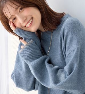 Viola e Viola（ヴィオラ エ ヴィオラ）の「洗えるもちもち　ゆるニットプルオーバー（ニット・セーター）」｜スモーキーブルー