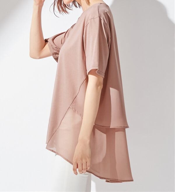 alotta（アロッタ）の「【接触冷感】バックシフォン切替チュニック（チュニック）」｜詳細画像