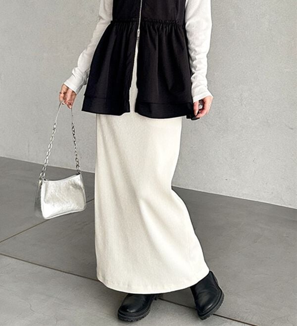 GeeRA（ジーラ）の「【着回し力◎】楽ちんすっきり見え！リブロングスカート（ロングスカート）」｜詳細画像