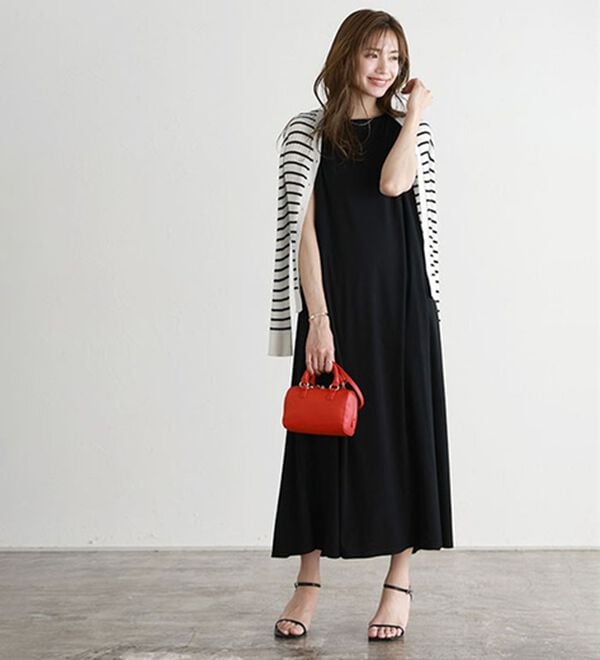 Pierrot（ピエロ）の「タックスリーブロングワンピース（ロングワンピース）」｜詳細画像