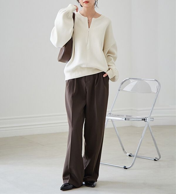 RANAN（ラナン）の「ハーフジップスウェットライクニット（ニット・セーター）」｜詳細画像