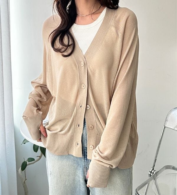 GeeRA（ジーラ）の「接触冷感！Ｖネックカーディガン（ニットカーディガン）」｜詳細画像