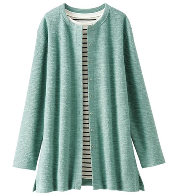 BELLUNA（ベルーナ）の「ツイード調カーデ&times;ボーダーアンサンブル（アンサンブル）」｜詳細画像