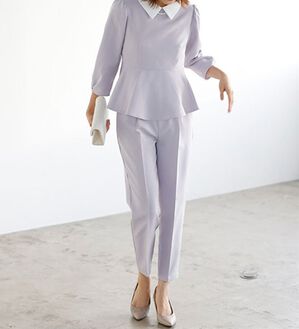 GeeRA（ジーラ）の「ミニ衿ペプラムデザインセットアップ（パンツスーツ）」｜詳細画像