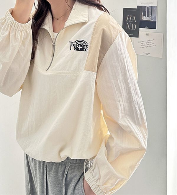 GeeRA（ジーラ）の「ハーフジップ配色ナイロンブルゾン（ブルゾン）」｜詳細画像