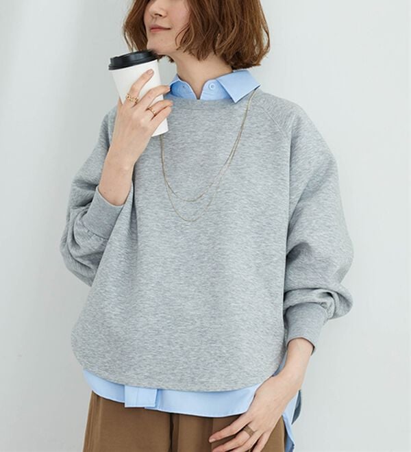 BELLUNA（ベルーナ）の「なめらかタッチ！もっちりん裾ラウンド短丈プルオーバー（カットソー）」｜詳細画像