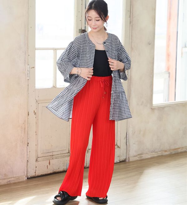 A HAPPY MARILYN（アハッピーマリリン）の「【Ｌ～６Ｌ】【風通るプレミアム】綿・楊柳七分袖ティアードブラウス（ブラウス）」｜詳細画像