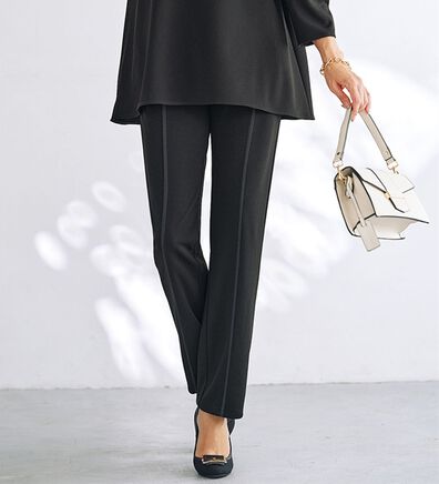 BELLUNA（ベルーナ）の「【セットアップ対応】色褪せにくい黒！ストレートパンツ（フルレングスパンツ）」