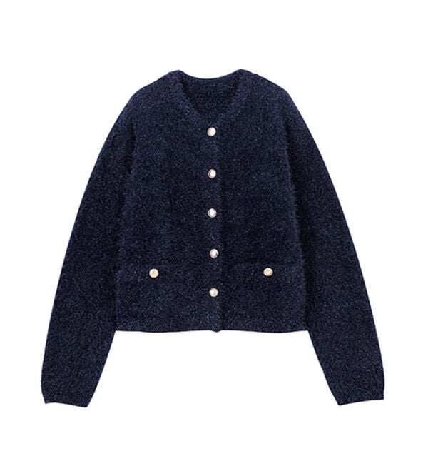 RANAN（ラナン）の「ゴールド調ボタンラメシャギーカーディガン（ニットカーディガン）」｜詳細画像